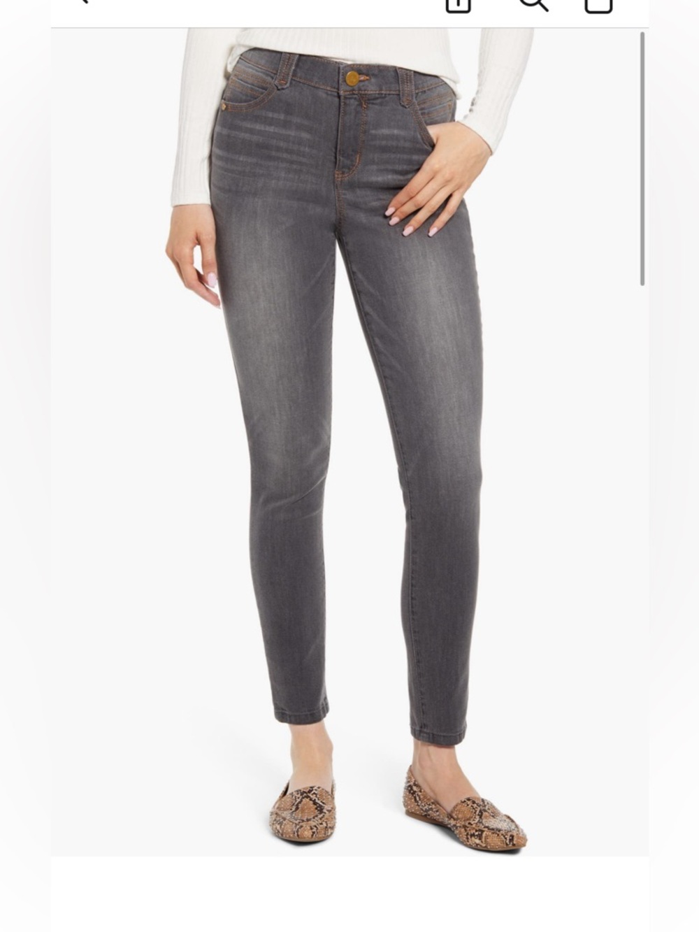 With & Wisdom High Waist Ankle Jeans Jeggings Stretch Elastic Size 6 Grey Gray